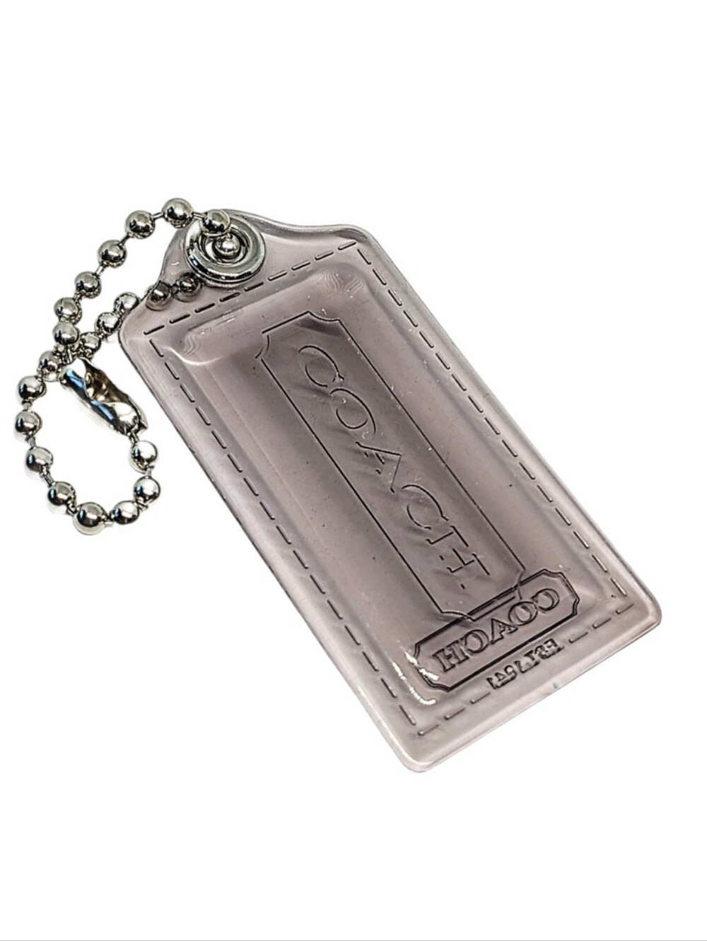 🆕 XL Coach Poppy Smokey Gray Black Lucite Hangtag Bag Fob Charm Keychain RARE